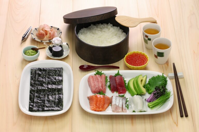 hand rolled temaki sushi set, japanese food